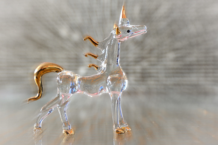 clear glass unicorn figurine