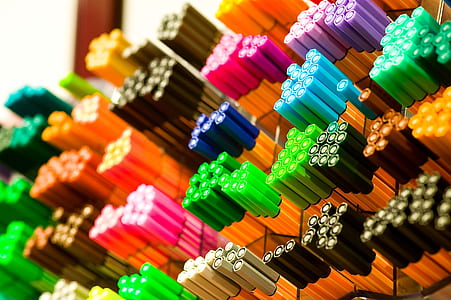 Focus Photography of Colored Pens