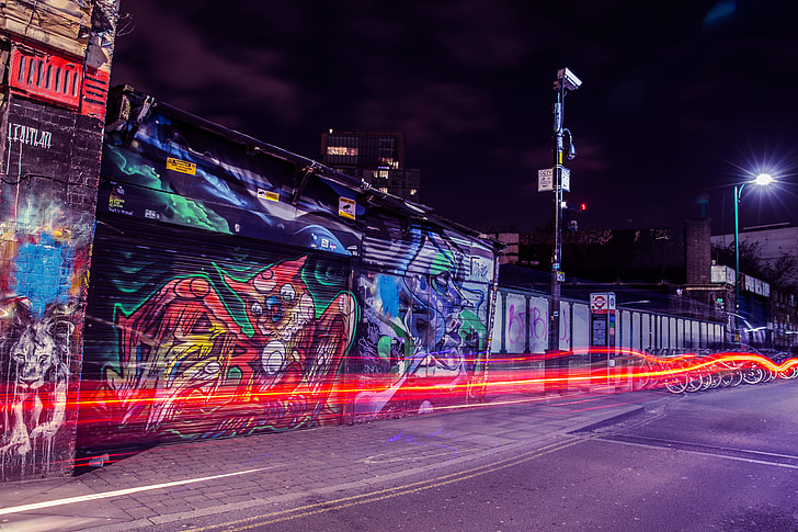 Traffic light trails on the streets of Shoreditch