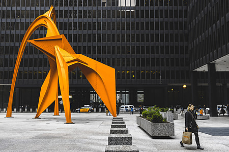 Modern art street sculpture in downtown Chicago