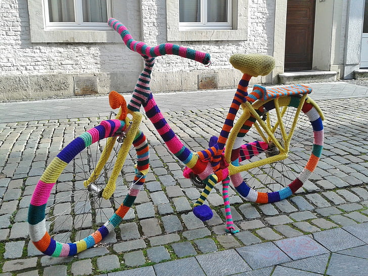 multicolored commuters bicycle