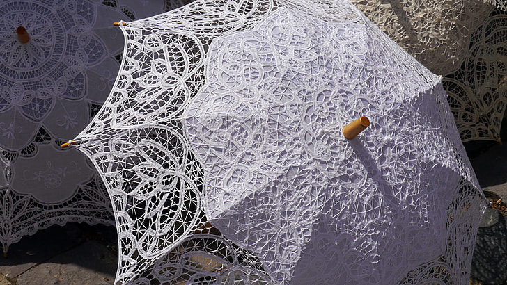 white lace umbrella open