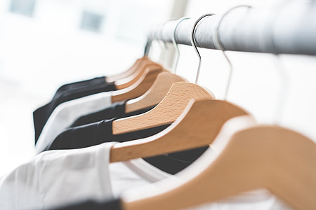Wooden T-Shirt Hangers in Fashion Apparel Store #2