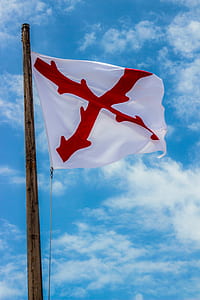 white and red Flag in closeup photo