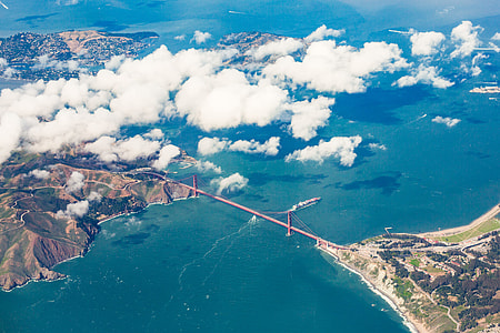 The San Francisco Golden Gate Bridge Captured from Airplane