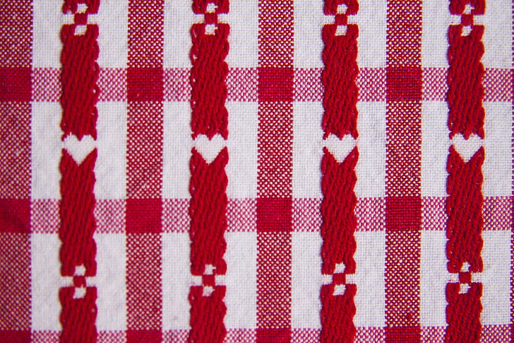 red and white textile