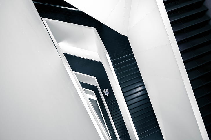 black and white stairway