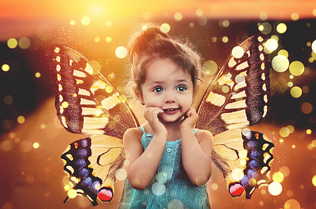 girl with eastern tiger swallowtail butterfly wings graphic wallpaper