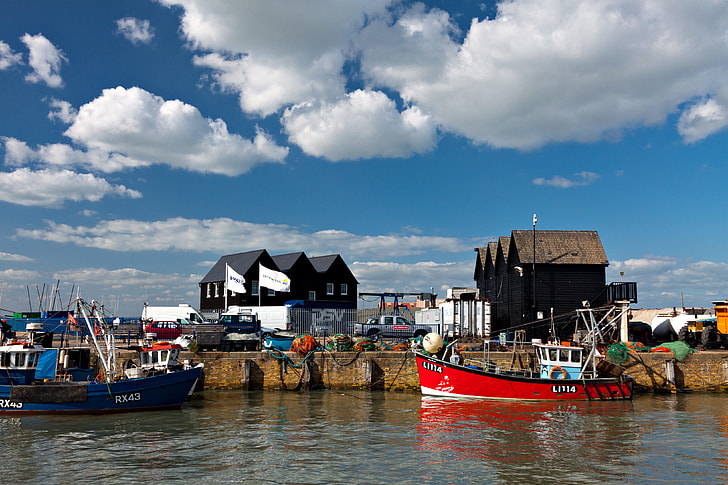 Classic English harbour. Image captured in Whitstable, Kent, England