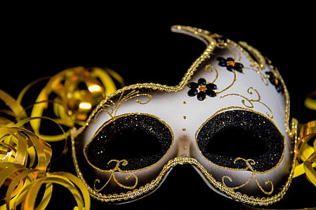 white and gold floral masquerade mask