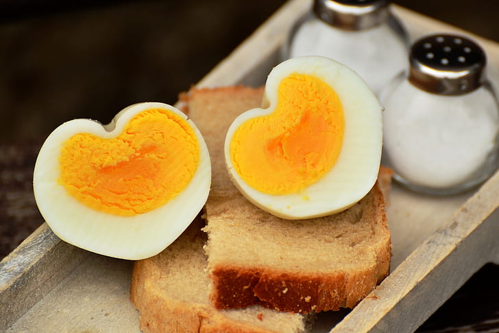 sliced boiled egg on bread loft