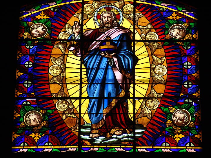 Religious stained glass artwork