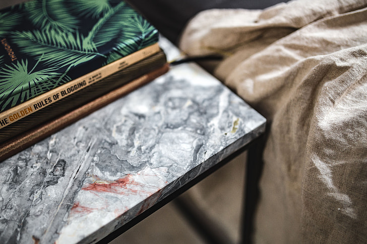 Notebooks on a marble table