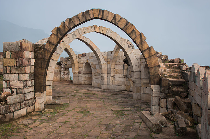 brown, concrete, curve, tower, archaeological, historical