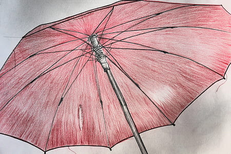 red and black umbrella drawing