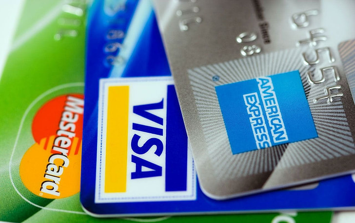 Visa card, American Express and MasterCard