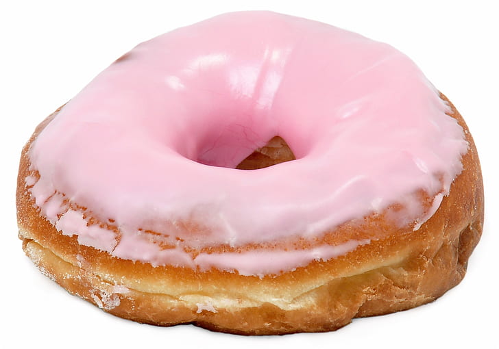 doughnut covered with pink icing
