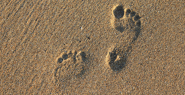 brown sand with human foot print