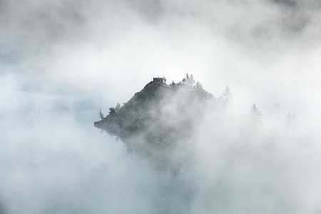 mountain covered with fog