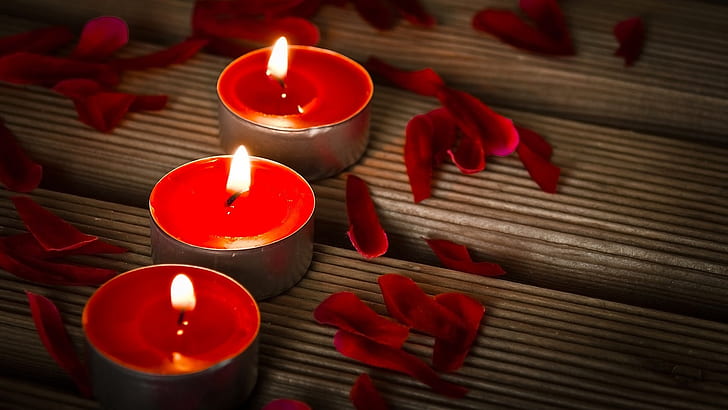 three red tealights photography