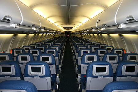 blue and gray airplane interior