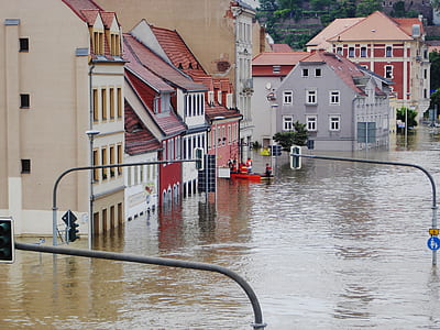 flooded buildings