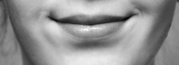 grayscale photo of human lip