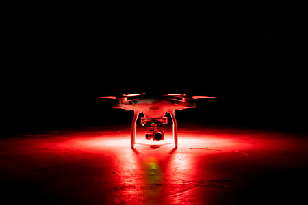 Night shot of drone vehicle with camera fitted