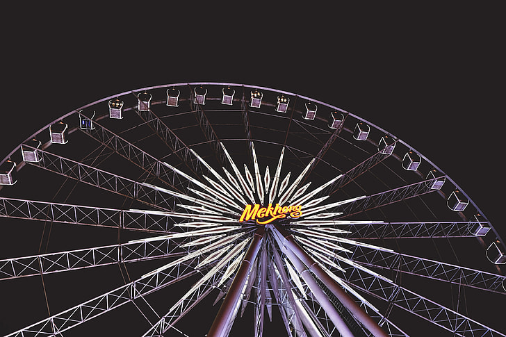 Ferris wheel at the fairground at night