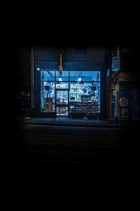 landscape photography of store facade during night
