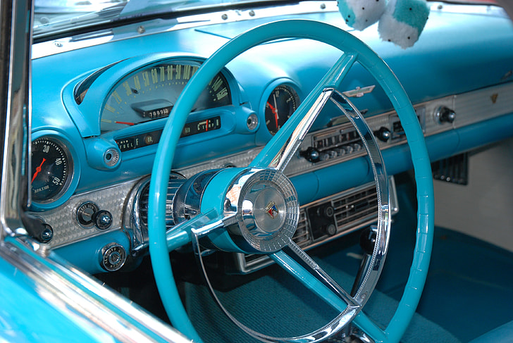 blue vehicle steering wheel