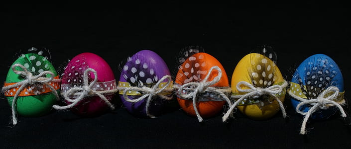 six multicolored egg trinket