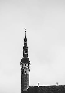 Grayscale Photography of Vintage Tower