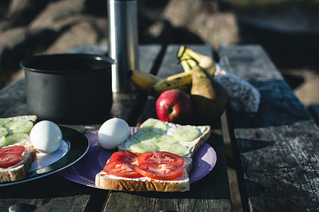 Camping breakfast in nature