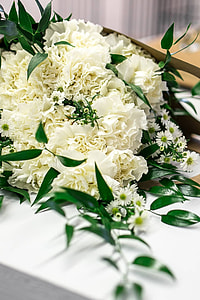 Beautiful bouquet of white flowers on a table