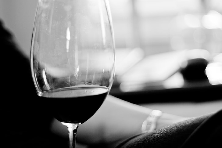 grayscale, photo, clear, long, stem, wine glass