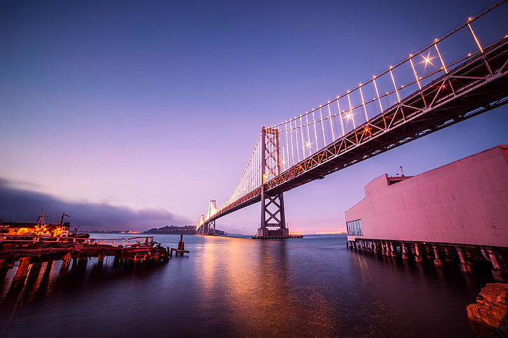 Bay Bridge with Treasure Island in San Francisco At Night