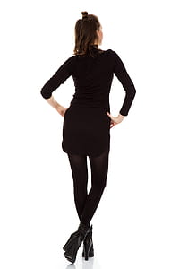 woman wearing black bodycon dress