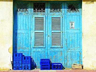 blue plastic crates