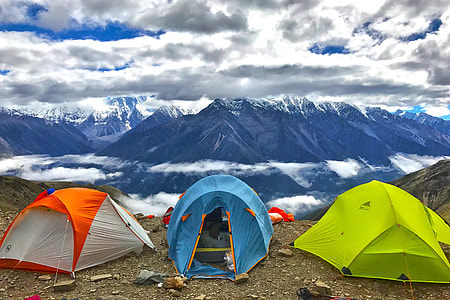 Tents in mountains