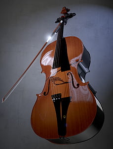 brown violin with bow