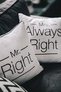 Mr Right and Mrs Always Right Pillow
