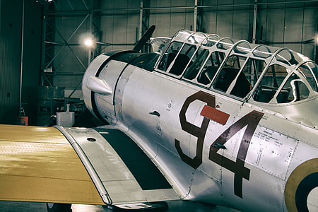 Photo of an old retro aeroplane, image captured at Duxford Air Museum, England
