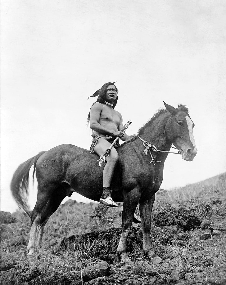 grayscale photo of native american