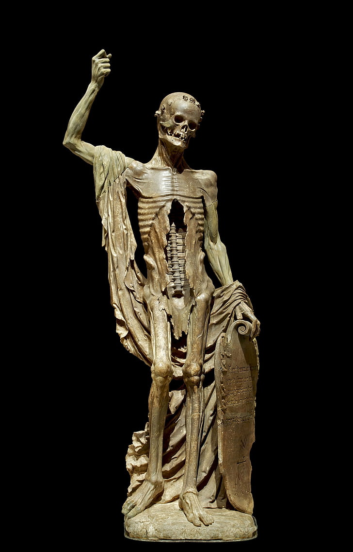 brown skeleton sculpture