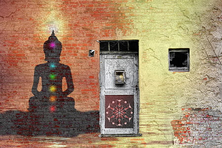 Buddha wall silhouette painting