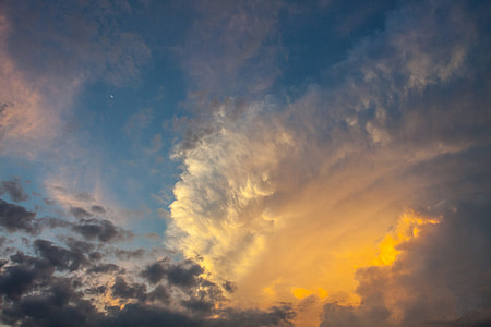 Wide-angle shot of a stormy cloud formation at sunset, image captured in Kent, England