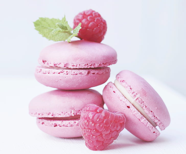 pile of strawberry and macaroons