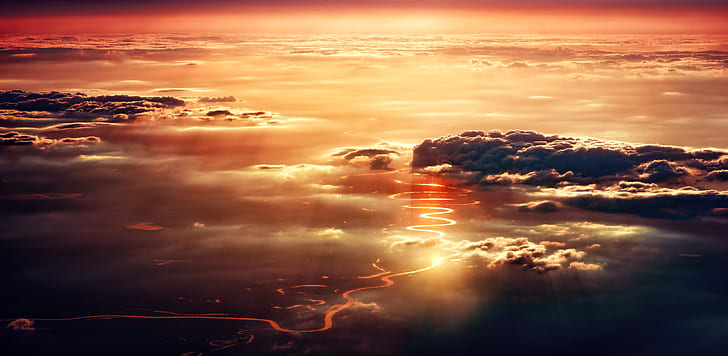 aerial photo of cloud at sunset
