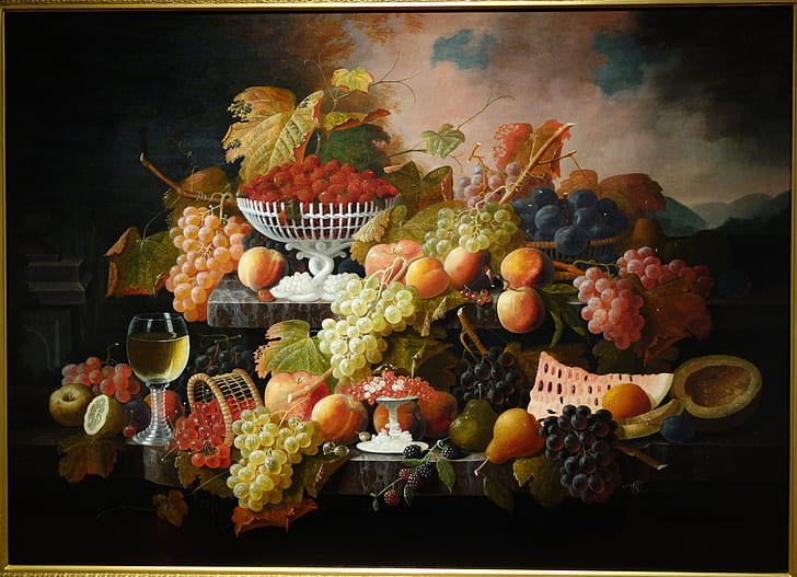 still-life painting of fruits